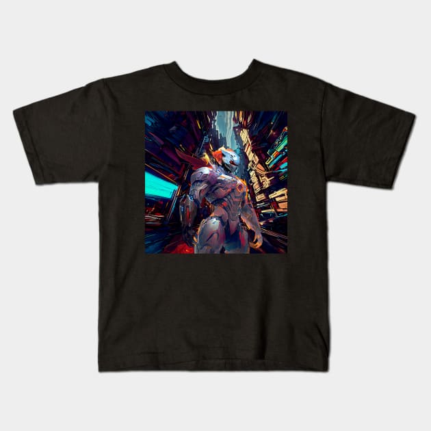 Cyberpunk Warrior Juggernaut Kids T-Shirt by THE AVENUE BAY
